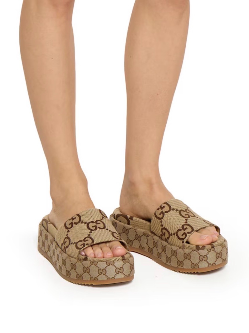 Gucci GG Canvas Platform Slide Sandals - Picture 2 of 7